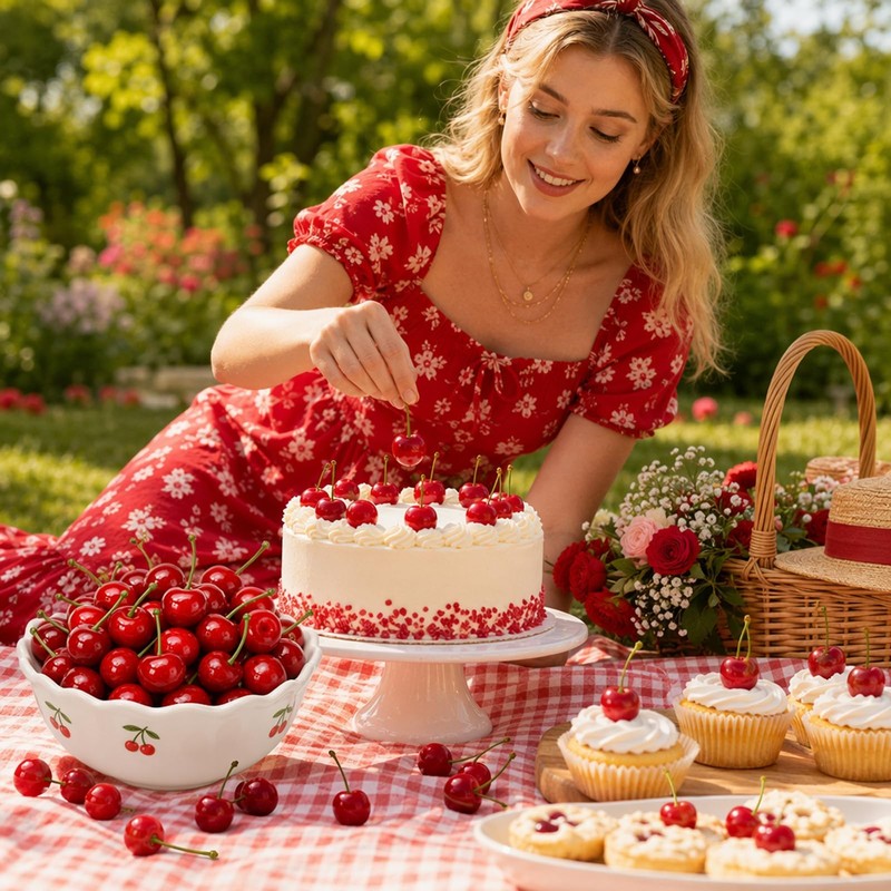 60 Fake Cherries, Red Fake Cherry Artificial Foam Fruit Decor