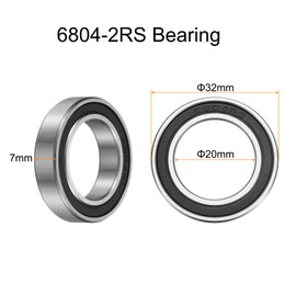 sourcing map 10pcs 6804-2RS Bearing 20x32x7mm, Chrome Steel Double Rubber Seals Precision Bearing, Lubricated Deep Groove Ball Bearings, P6 (ABEC 3)