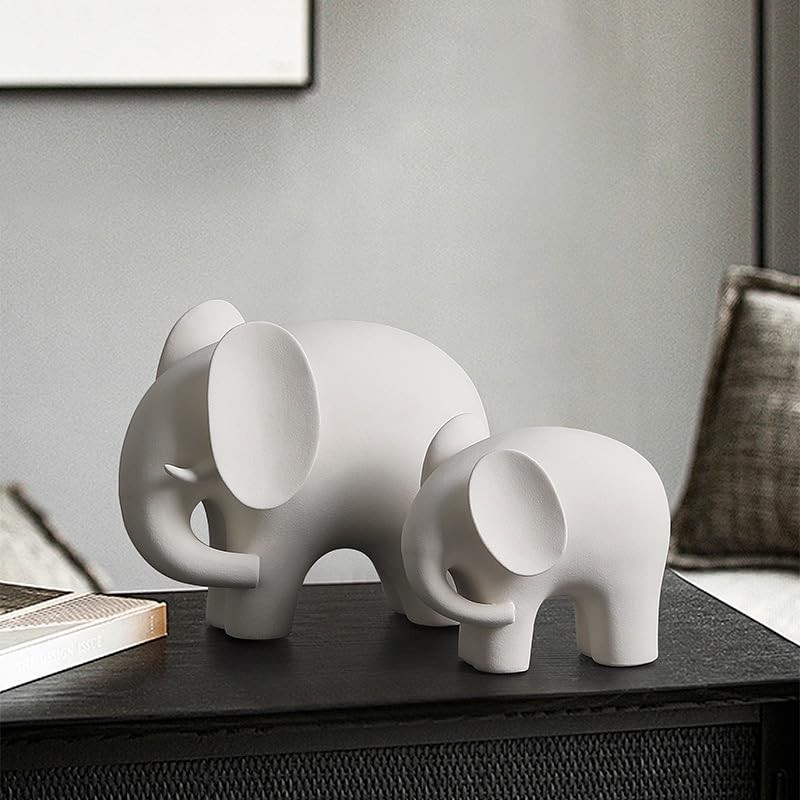 REEZHEE Modern Simple Ceramic White Elephant Living Room Home Office