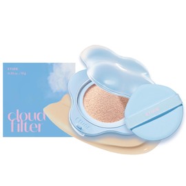 ETUDE Cloud Filter Cushion, 0.5 oz (15 g) (x1), SPF42 PA+++ Cushion Foundation, Semi-Gloss Skin, Color Control, Jointly Developed by Kitts, Transparent, Lightweight Fit (Beige (Healthy Skin Tone), 0.5