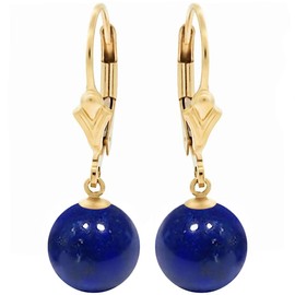 Trustmark 14-20 Gold Filled 12mm Natural Lapis Lazuli Ball Leverback Earrings