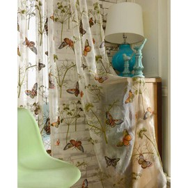 AiFish Embroidered Butterfly Window Semi Sheer Curtains for Kids Room Country Style Dandelion Pattern Room Divider Rod Pocket Tulle Gauze Voile Panel Drapes for Living Room 1 Panel W39 x L84 inch