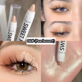 Set 3 Lapiz Resaltador Gusano de Seda Nacarado de Diamante Brillo Mate Sombra de Ojos Maquillaje Delineador en Barra Cremoso Impermeable de Plata Blanco Perla (Frios)