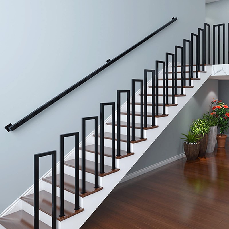 2FT Black Iron Hand Railing, Sturdy Safety Staircase Handrails Wall