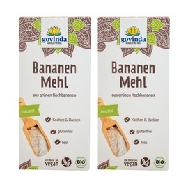 Govinda Organic Banana Flour (2 x 350 g) | Gluten Free & Vegan | From Plananas | Ideal Flour Alternative for Baking & Binding | Neutral in Taste | High Fibre & Versatile