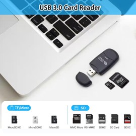 USB 3.0 SD Card Reader, High Speed USB 3.0 Memory SD TF Card Reader for SDXC, SDHC, MMC, RS-MMC, Micro SDXC, Micro SD, Micro SDHC, UHS-I Cards - Card Reader, Micro SD Card Reader