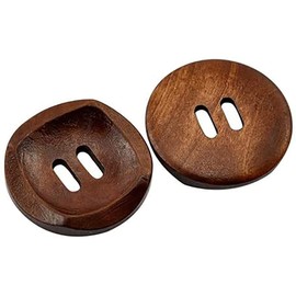 10 Round Brown Wooden Buttons 30mm with 2 Holes (30mm-10Pcs)