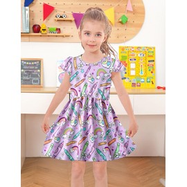 RAISEVERN First Day of School Dresses for Little Girls Size 6 Flutter Sleeve Ruffle Dress Kindergarten Pencil Outfits