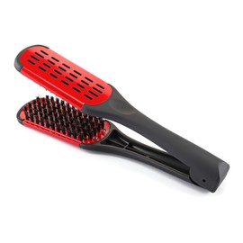 Aethland Double Sided Brush Clamp Straightener, Boar Bristles Clamp Hair Brush Hair Straightening Comb｜Hair Detangler Brush Hair Styling Tool