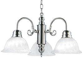 Yosemite Home Decor 1433-3SN Manzanita 3 Light Chandelier, Frosted White Marble Glass Shades, Satin Nickel Finished Frame