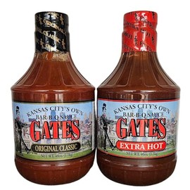 Gates Original and Gates Extra Hot Barbecue Sauce 40oz Bundle (1 of Each)
