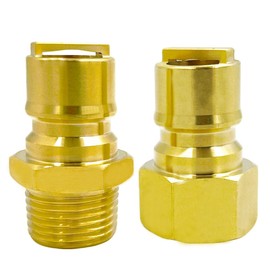 MENSI 1/2 “ Quick Connect Disconnect Male Plug Fittings X 1/2 inch Male,Female NPT Replace 3308 and 3612 Model, Natural Gas Hose Propane Grill Fitting Connector Solid Brass Coupler, 2pcs