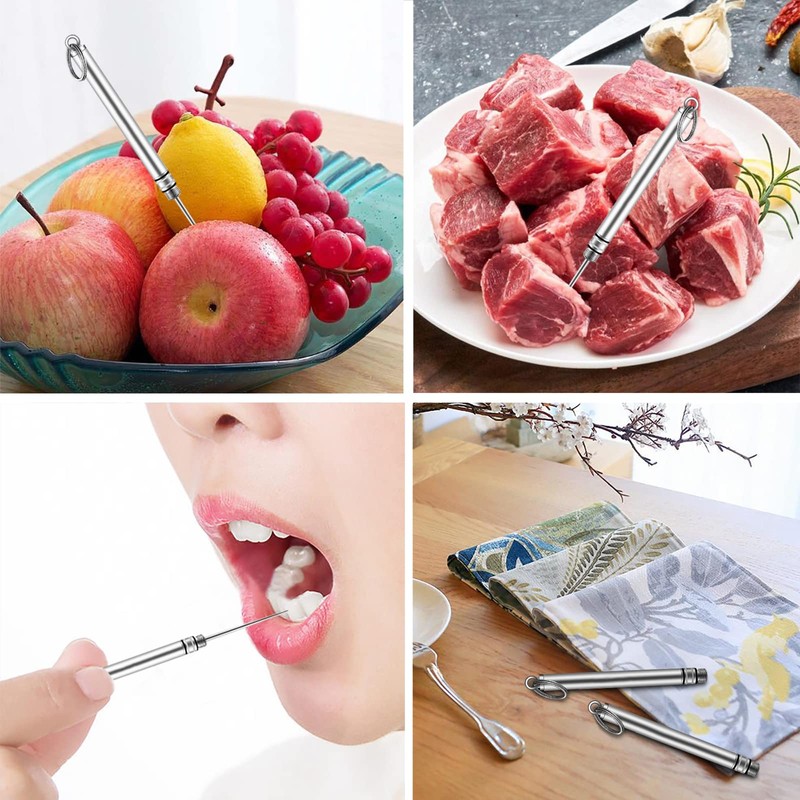 Qlfecle Portable Mini Titanium Toothpicks Holder, 2 Pieces Stainless Steel