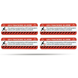 SECYOURITY - GPS Alarm Sticker Car Warning Sticker for Cars and Lorries (Red, 4)