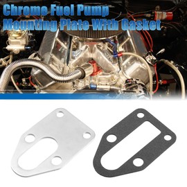 X AUTOHAUX 1 Set Aluminum Alloy Fuel Pump Mounting Plate with Gasket for Chevy SBC 283 327 305 350 383 400 Engine Silver Tone