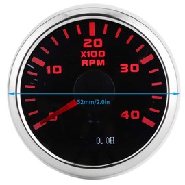 Speedometer, Qiilu Waterproof Digital Tachometer ABS 52mm 4K RPM LCD Hour Display for Car Yacht Motorcycle