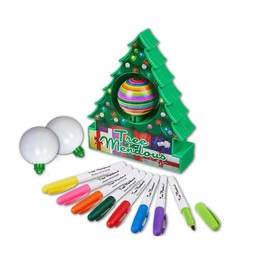 ZingChristmas Tree Decorating Kit - Includes Christmas Tree DIY Ornament Decorating Spinner Arts and Crafts Kit and 8 Colorful Quick Drying Markers [Cap Colors May Vary]