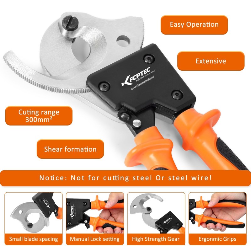 KF CPTEC Cable Cutters - Heavy Duty Ratchet Wire Cutters