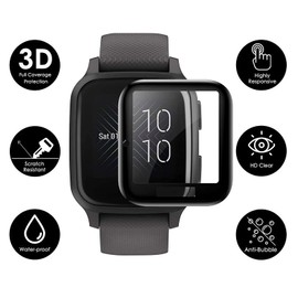 HEYUS [2 Pack] Screen Protector Compatible with Garmin Venu Sq, 3D Curved Full Coverage Black Edge Anti-Scratch Anti-Bubble HD Clear Flexible Protective Film for Venu Sq Music