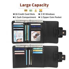 GOIACII Small Women's Wallet RFID Blocking Ladies Card Holder Compact Mini Purse Leather Black