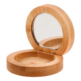 Baluue Wooden Compact Mirror, Small Compact Mirror Handheld Makeup Mirror Travel Cosmetic Mirror for Women Girls Outdoor Makeup Purses Travel Supplies