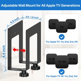 Adjustable Metal Wall Mount for Apple TV Mount Behind TV - Space Saving Mounting Bracket for Apple TVs 4K Wall Mount Holder Compatible with All Apple TVs Generations