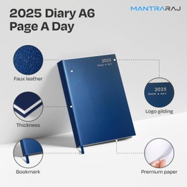 MantraRaj 2025 A6 Day A Page Diary with Hard Backed Organiser For Student, Teacher, Home, Office, Business Weekly Year Planner Best for Gift | Daily Planner | A6 Diaries (A6 Day A Page, Blue)