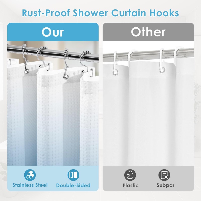 Nesphy 3 in 1 Shower Curtain and Liner,72 x 72
