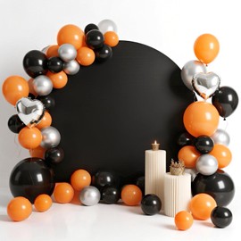 6.5x6.5ft Black Round Backdrop Cover, Polyester Fitted Circle Arch Background Stand Cover for Wedding Birthday Party Bridal Baby Shower Photography Decorations