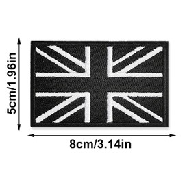 4Pcs British Union Jack Patch Black & White Tactical British Union Jack Flag Patch United Kingdom Embroidered Fabric Patch Hook and Loop Applique for Military Uniform Tactical Bag Jacket Jeans Hat