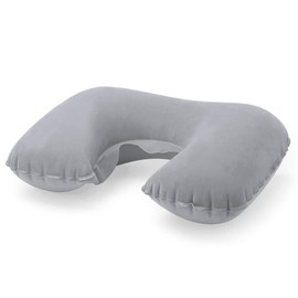 eBuyGB Inflatable Neck Pillow for Travel, Blow Up Compact Portable Head & Neck Support Cushion - Airplane, Car, Train (Grey)