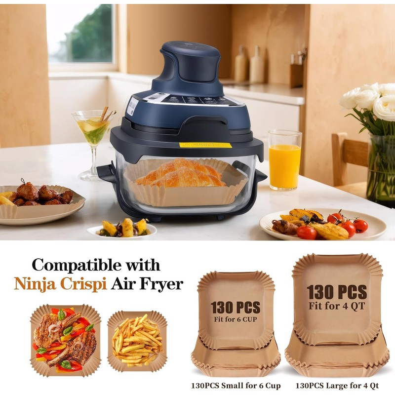 260pcs Air Fryer Liners and Silcone Liner for Ninja Crispi