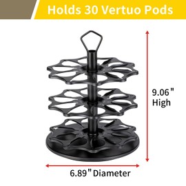 FlagShip Soporte para cápsulas de café, carrusel de 3 niveles para soporte de cápsulas Vertuo de metal, instalación pequeña para soporte de cápsulas Vertuo (capacidad de 30 cápsulas)