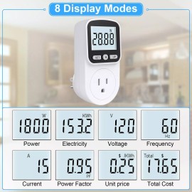 MECHEER Upgraded Watt Meter Power Meter Plug Home Energy Monitor Electricity Usage Mo