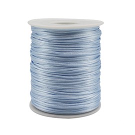 Dortrue Light Blue Nylon Cord Satin String 1mm x 109 Yards Rattail Satin Silk Trim Cord for Bracelets, Necklaces, Jewelry Making, Chinese Knotting，Macramé Arts and Crafts