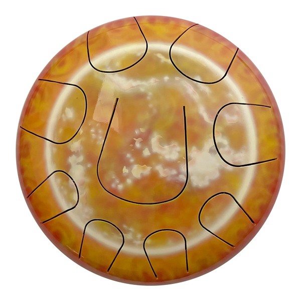 Red Sun Designer Steel Tongue Drum 10" - Artistic Painted