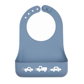 Bella Tunno Little Bites Bib – Silicone Baby Bibs for Infant Girls and Boys Ages 3-12 Months, Non-Toxic, BPA Free Soft Silicone Bib, Waterproof and Easy to Clean (Traffic Jam)