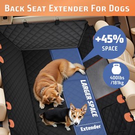 Gimars Holds 400lbs Hard Bottom Back Seat Extender for Dogs, 62x52'' Waterproof Dog Car Seat Cover for Back Seat, Back Seat Pet Cover Dog Hammock for Car SUV Truck with Nonslip Bottom Mesh Window