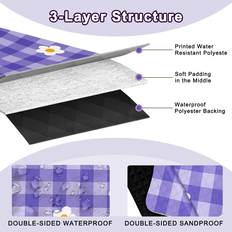 Extra Large Picnic Blanket Waterproof,80"x 80"Foldable Machine Washable Beach Blanket,Outdoor