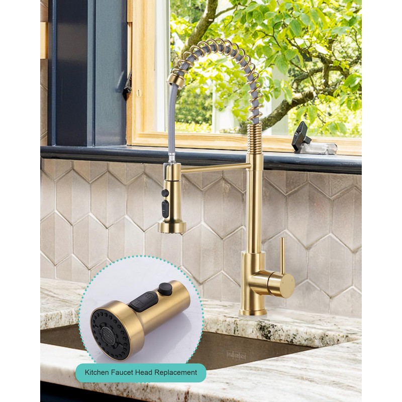 Pull Down Faucet Head Replacement: 3-Function Kitchen Faucet Sprayer Head
