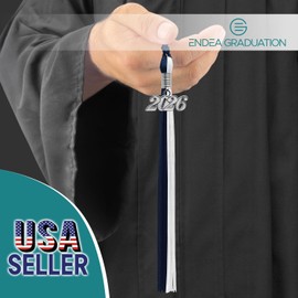 Endea Graduation Double Color Tassel with Silver Date Drop (Navy Blue/White, 2026)