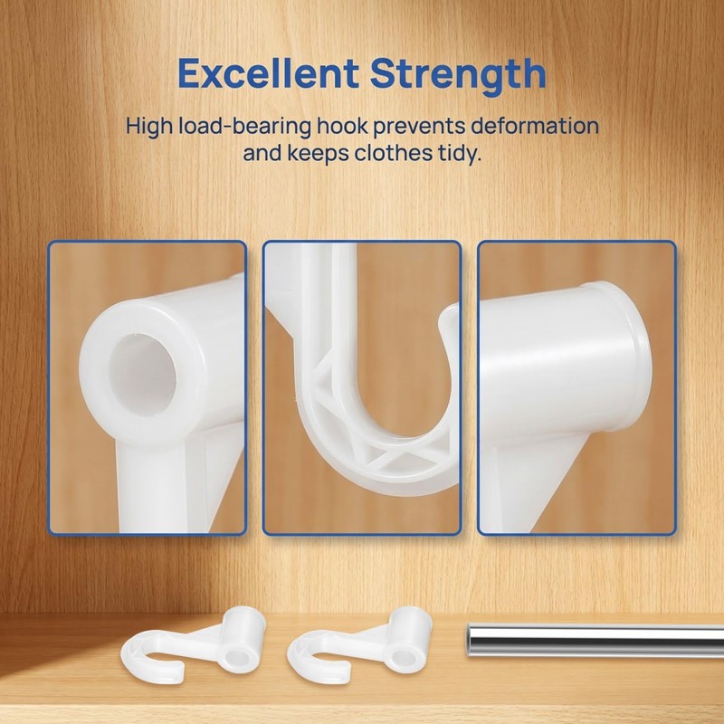 ULTECHNOVO 6 pcs Wardrobe Rod Bracket Adjustable Closet Pole Holder