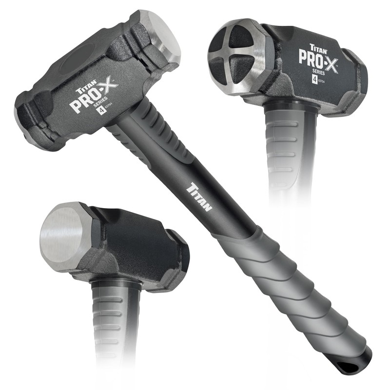 Titan Pro-X 63704 4lb Drilling Hammer, Dual-Face Sledge with Cross-Pattern