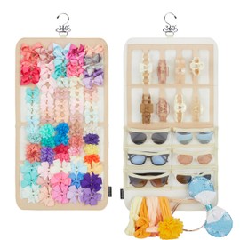 HUHYNN Claw Clip Organizer, Double-sided Hair Claw Organizer for Headbands, Hair Bows, Hair Clips, Sunglasses(Beige)
