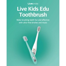 LiveOrals Kids Edu Toothbrush(White) - Fun QR Song for Brushing, Dual Microfine Bristles, Compact 1.8cm Head, Ergonomic Handle, Gentle Care for Kids’ Gums and Teeth