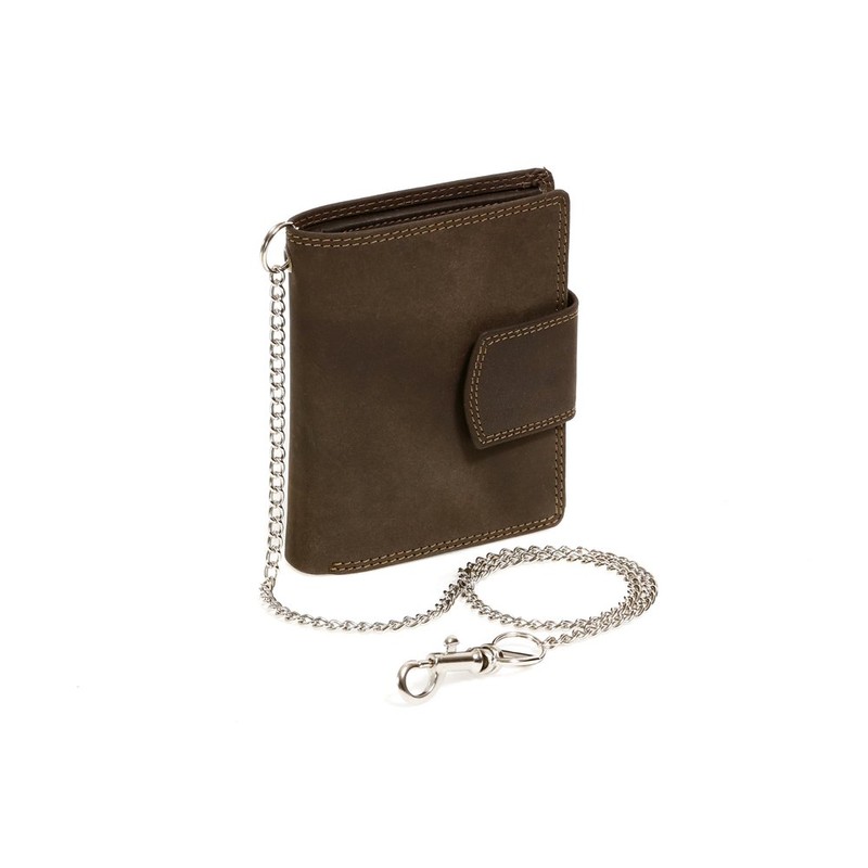 Mens and Ladies Wallet with chrome chain Biker wallet vertical