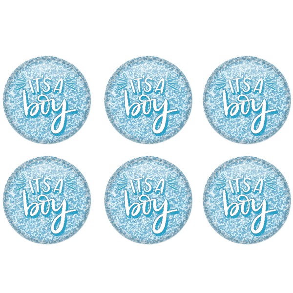 Beistle 6 Piece Prismatic It's A Boy Pinback Buttons For
