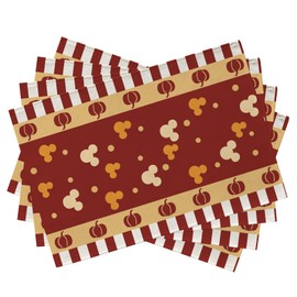Seliem Red Fall Cartoon Mouse Placemats Set of 4, Autumn Pumpkin Polka Dot Dining Table Place Mats, Seasonal Kitchen Decor Home Decoration 12 x 18 Inch