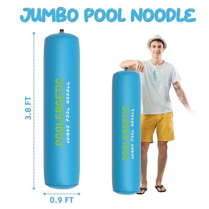 Poolergetic Jumbo Inflatable Pool Noodle, Large Giant Swim Float Blow