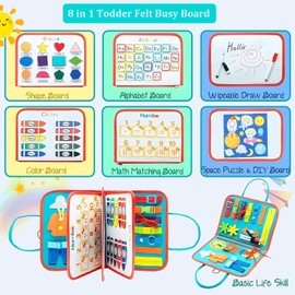 fuzhik Ultra Portable Educational Travel Toys, Montessori Busy Board for Toddlers Baby Preschool Learning Holiday Essentials Busy Book, Airplane Toys, Birthday Gifts for Boys & Girls, Space Adventure
